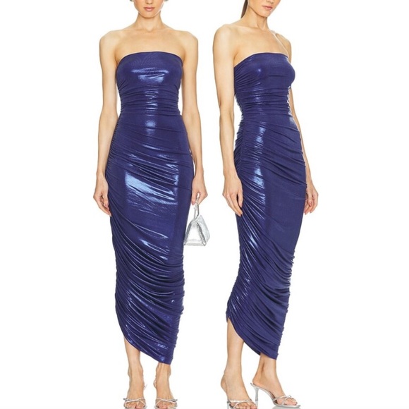 Norma Kamali Strapless Diana Gown in Military Blue size Large New $265 - Picture 4 of 16